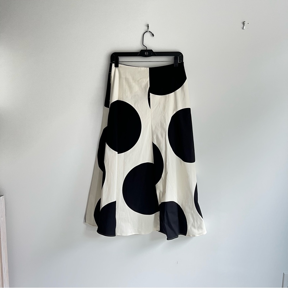 Zara Black and White Bold Dot Midi Skirt - Picture 3 of 9